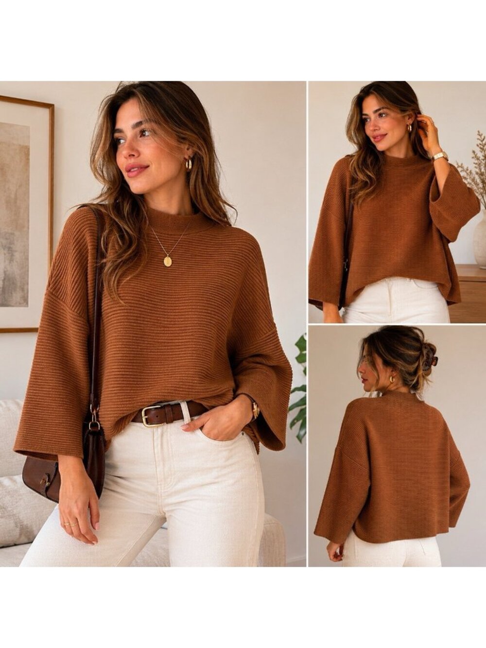 Ellison Brown Cozy Crew Neck Mid Sleeve Women’s Sweater Size Small